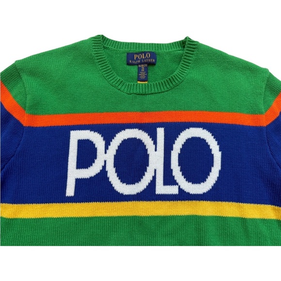 Polo by Ralph Lauren Colorful Crewneck Cotton Sweater Boys Sz 18-20 TG/EG - Picture 3 of 7